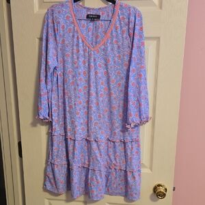 Ellen Tracy Blue and Pink Floral Nightgown